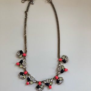 J Crew Blue & Pink Stone Statement Necklace